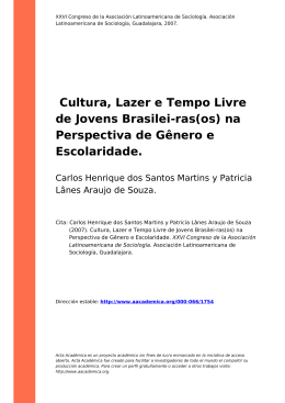 Cultura, Lazer e Tempo Livre de Jovens Brasilei-ras