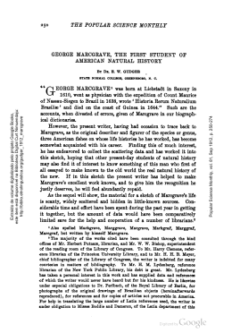 George Marcgrave, the first student of American natural history