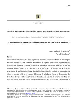 Primeiro curr&iacute;culo de enfermagem no brasil e argentina