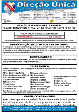 Clauric Transportes - Sindicato dos Motoristas de Jales e Regi&atilde;o