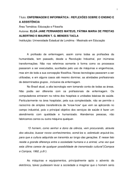 enfermagem e inform&aacute;tica reflex&otilde;es sobre o ensino e a assist&ecirc;ncia