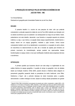 a produ&ccedil;&atilde;o do espa&ccedil;o pelos setores econ&ocirc;micos em juiz de fora &ndash; mg