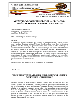 a constru&ccedil;&atilde;o do professor-ator na educa&ccedil;&atilde;o a dist&acirc;ncia a partir do