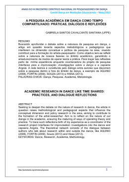 a pesquisa acad&ecirc;mica em dan&ccedil;a como tempo