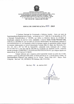 Edital de Comunica&ccedil;&atilde;o n&ordm; 001/2015