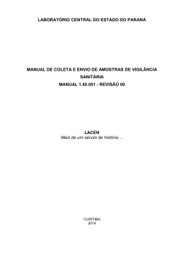 Manual de Coleta e Envio de Amostras de Vigil&acirc;ncia Sanit&aacute;ria