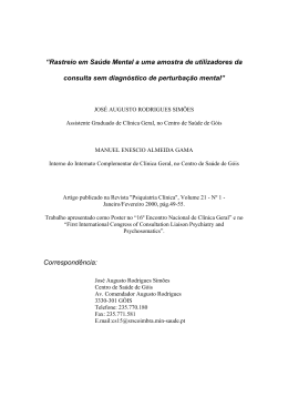 &ldquo;Rastreio em Sa&uacute;de Mental a uma amostra de utilizadores da