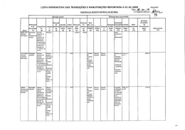 Lista nominativa das transições e manutenções reportadas a 01.01
