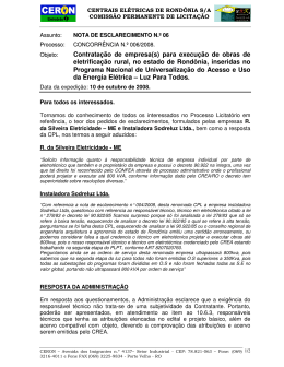 Nota de Esclarecimento 006 - Eletrobras Distribuição Rondônia