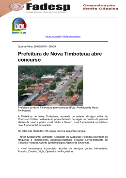 Prefeitura de Nova Timboteua abre concurso