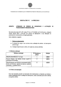 Atrinui&ccedil;&atilde;o de pr&eacute;mios de desempenho e altera&ccedil;&atilde;o de