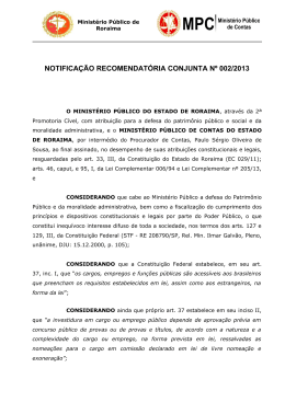notificação recomendatória - MINISTÉRIO PÚBLICO DO ESTADO