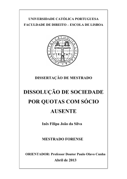 Dissolu&ccedil;&atilde;o de sociedade por quotas com s&oacute;cio ausente