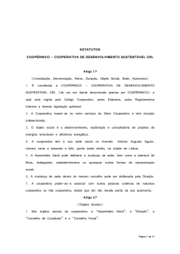 estatutos coop&eacute;rnico - cooperativa de desenvolvimento sustent&aacute;vel crl