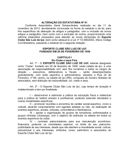 Estatuto do Clube - Esporte Clube S&atilde;o Luiz