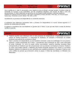 Questão Curso e Colégio 16 2º dia 11/01/15 Com a partida