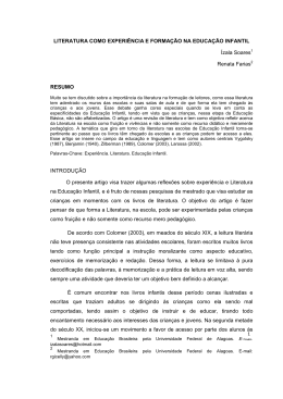 literatura como experiência e formação na educação infantil