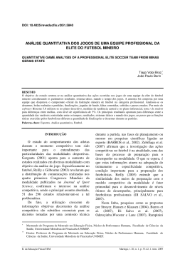 an&aacute;lise quantitativa dos jogos de uma equipe profissional da elite