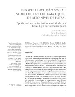 esPorte e inclus&atilde;o social: estudo de caso de uMa equiPe de