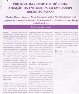 cirurgia da obesidade mórbida: atuação da enfermeira em