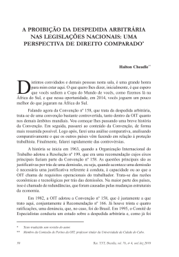 A proibição da despedida arbitrária nas legislações nacionais