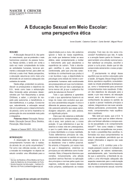 A Educa&ccedil;&atilde;o Sexual em Meio Escolar: uma perspectiva &eacute;tica