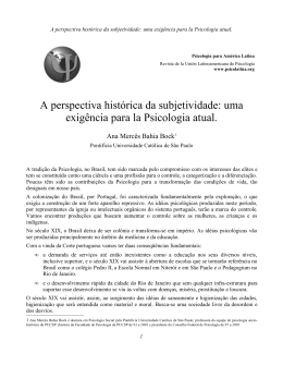 A perspectiva hist&oacute;rica da subjetividade