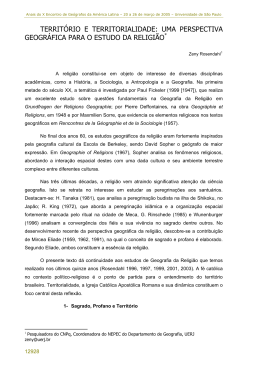 Territ&oacute;rio e Territorialidade: uma perspectiva geogr&aacute;fica para o