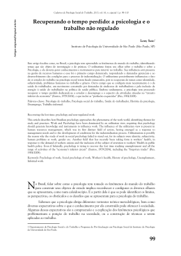 Recuperando o tempo perdido: a psicologia e o trabalho n&atilde;o