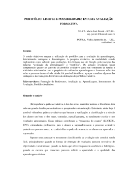 portf&oacute;lio: limites e possibilidades em uma avalia&ccedil;&atilde;o