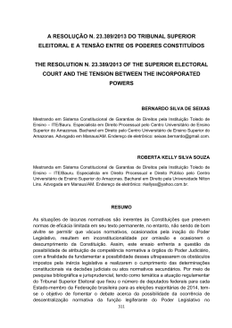 A RESOLU&Ccedil;&Atilde;O N. 23.389/2013 DO TRIBUNAL SUPERIOR