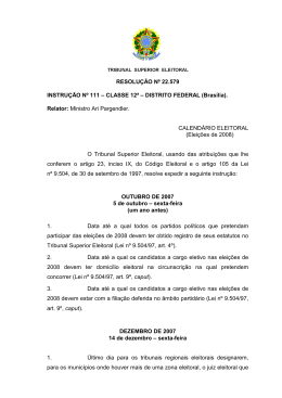 Calend&aacute;rio Eleitoral 2008