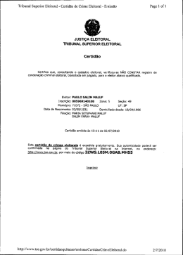 JUSTI&Ccedil;A LEITORAL TRIBUNAL suPERIoR ELEITORAL