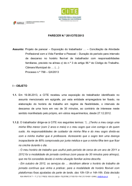1 PARECER N.&ordm; 261/CITE/2013 Assunto: Projeto de parecer