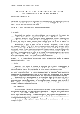 Progress&atilde;o tem&aacute;tica em programas de entrevistas de televis&atilde;o