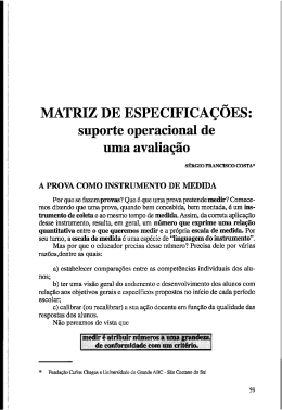 MATRIZ DE ESPECIFICAÇÕES: