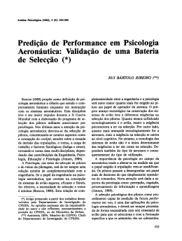 Predi&ccedil;&atilde;o de Performance em Psicologia Aeron&aacute;utica: Valida&ccedil;&atilde;o de
