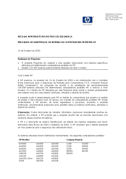 RECOLHA IMPORTANTE POR MOTIVOS DE SEGURANÇA