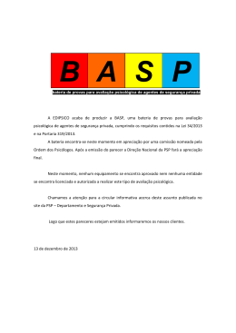 A EDIPSICO acaba de produzir a BASP, uma bateria de provas para