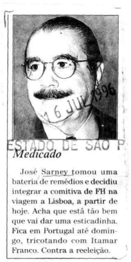 José SarneY_tomou uma bateria de remédios e decidiu integrar a
