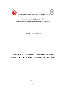 A OCUPA&Ccedil;&Atilde;O E O BEM-ESTAR PESSOAL DE UMA POPULA&Ccedil;&Atilde;O