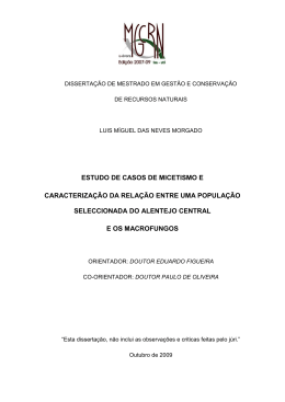 estudo de casos de micetismo e caracterização da relação entre
