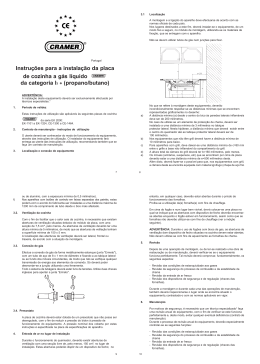 Instruções para a instalação da placa de cozinha a gás líquido da