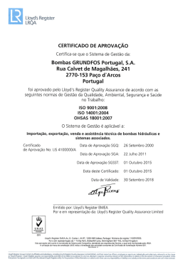 Lloyd`s Register LRQA CERTI FICADO DE APROVACAO