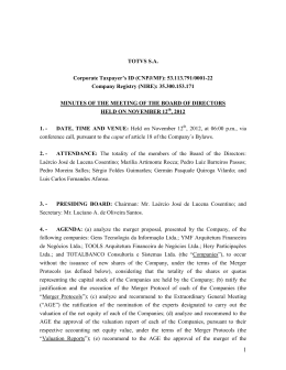 Analyze the merger proposal, presented by the Company of