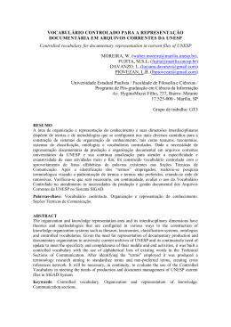 VOCABUL&Aacute;RIO CONTROLADO PARA A REPRESENTA&Ccedil;&Atilde;O