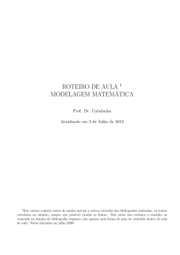 ROTEIRO DE AULA MODELAGEM MATEM&acute;ATICA
