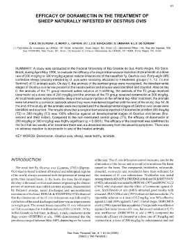 efficacy of doramectin in the treatment of sheep naturally infested by