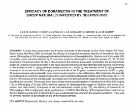 EFFICACY OF DORAMECTIN [N THE TREATMENT OF SHEEP