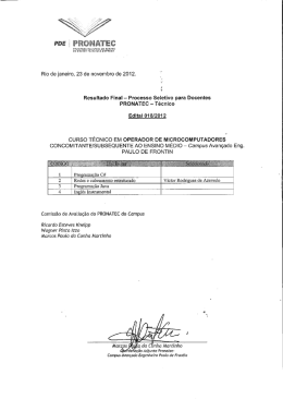 Rio de janeiro, 23 de novembro de 2012. Resultado Final